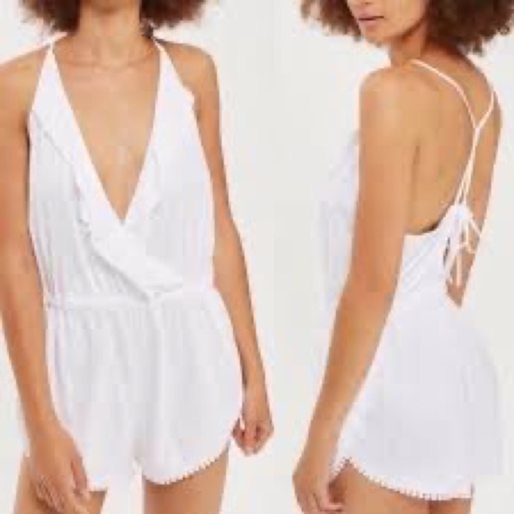 White crisscross back romper